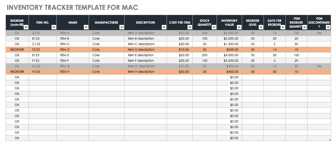 assembly list template excel for mac