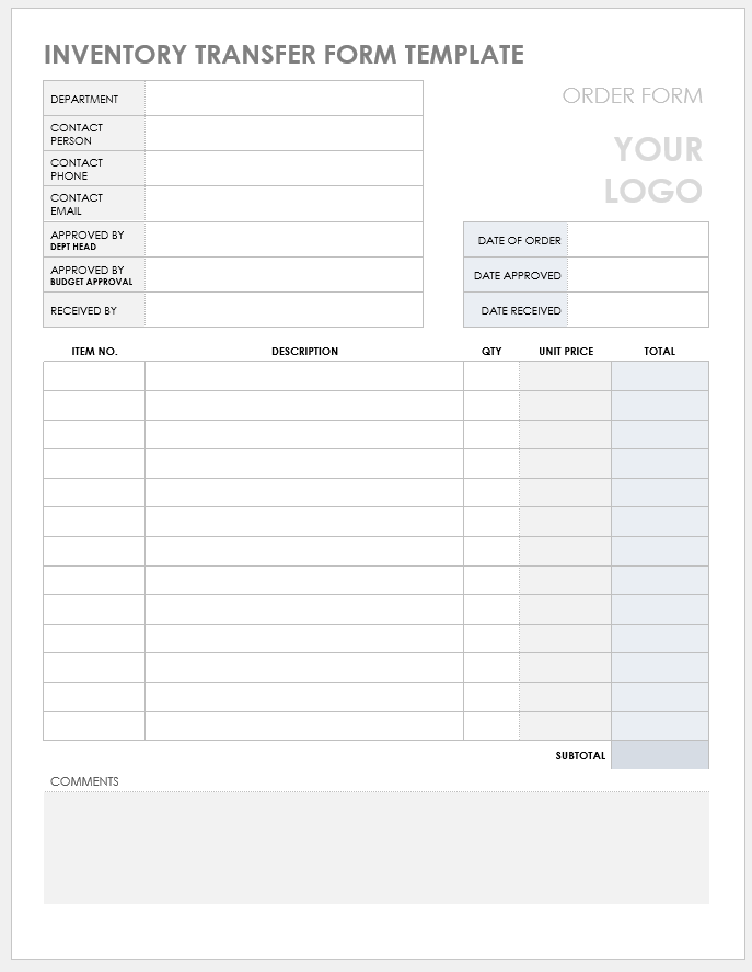 Printable Inventory Transfer Form Printable Forms Free Online