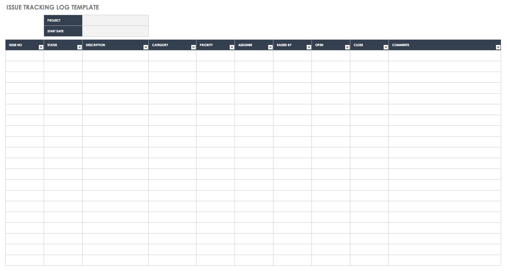 Project Issue Log Template - Free Issue Tracking Templates Smartsheet