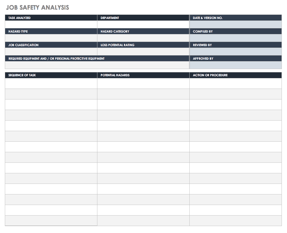 Free Job Analysis Templates Smartsheet