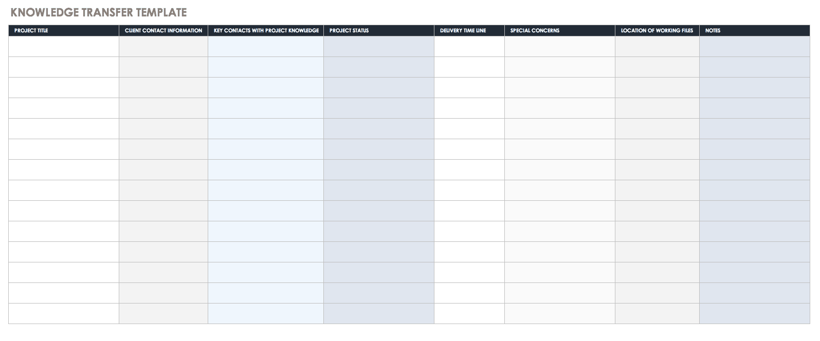 transition plan template excel