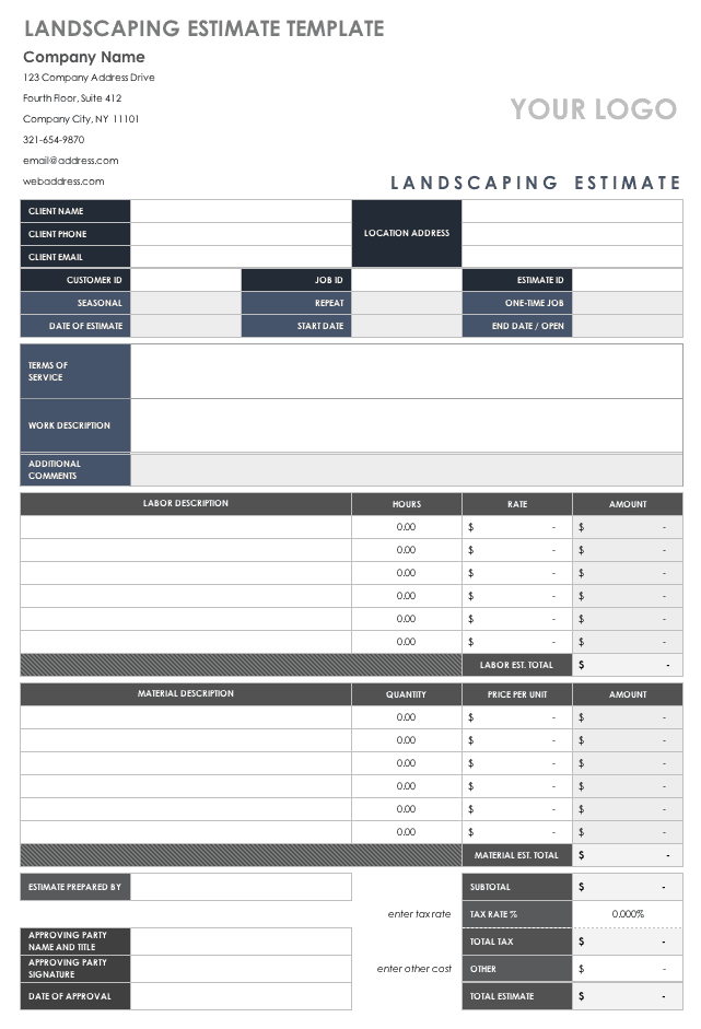 Free Landscaping Estimate Template Excel