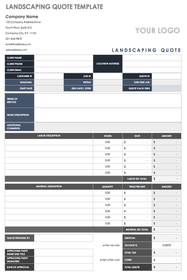 free excel quote template