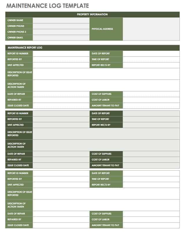 property management templates excel