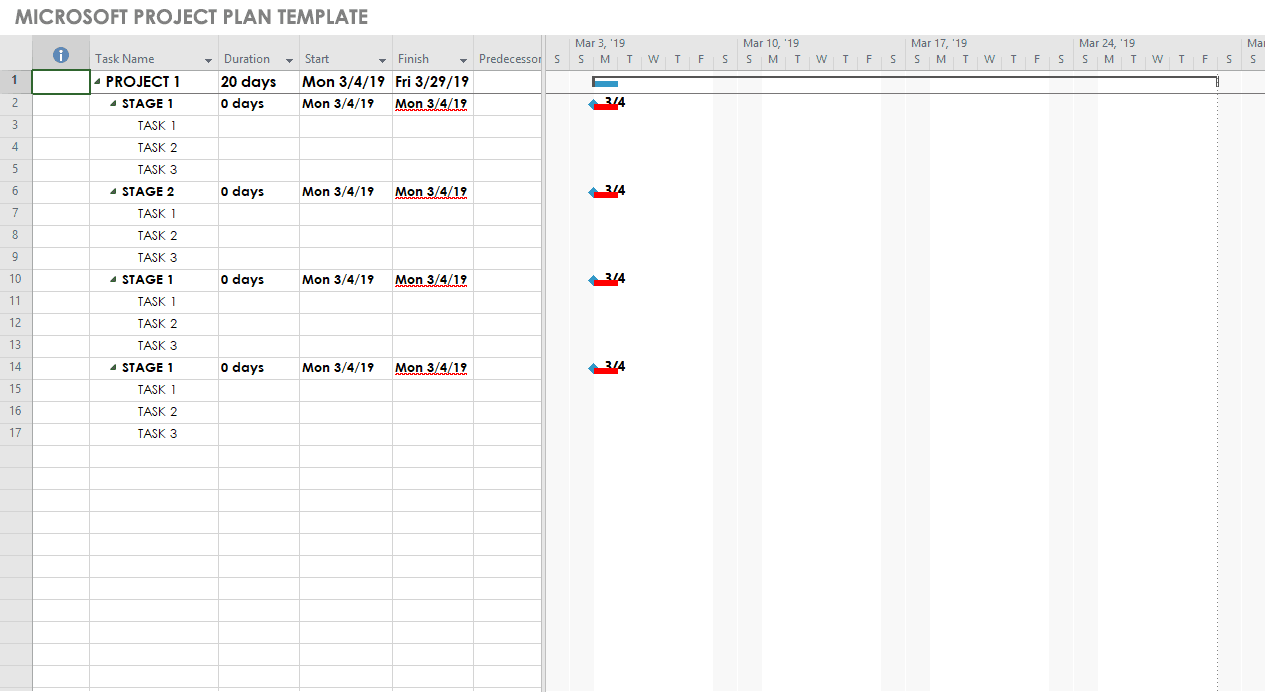 Free Microsoft Project Templates  Smartsheet With Ms Project 2013 Report Templates