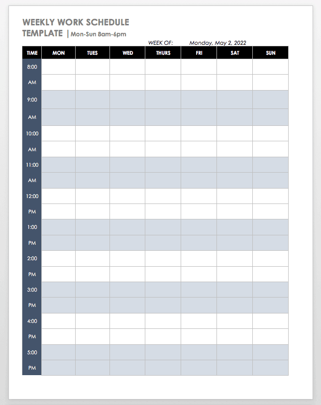 Free Work Schedule Templates for Word and Excel (2022)