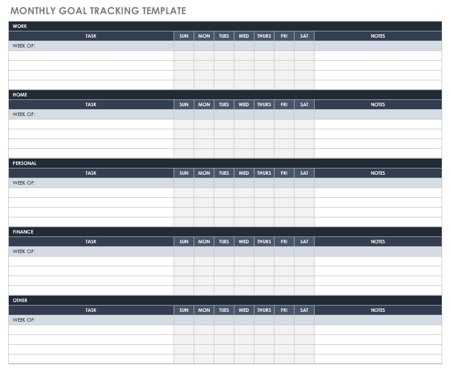 Free Goal Setting and Tracking Templates Smartsheet