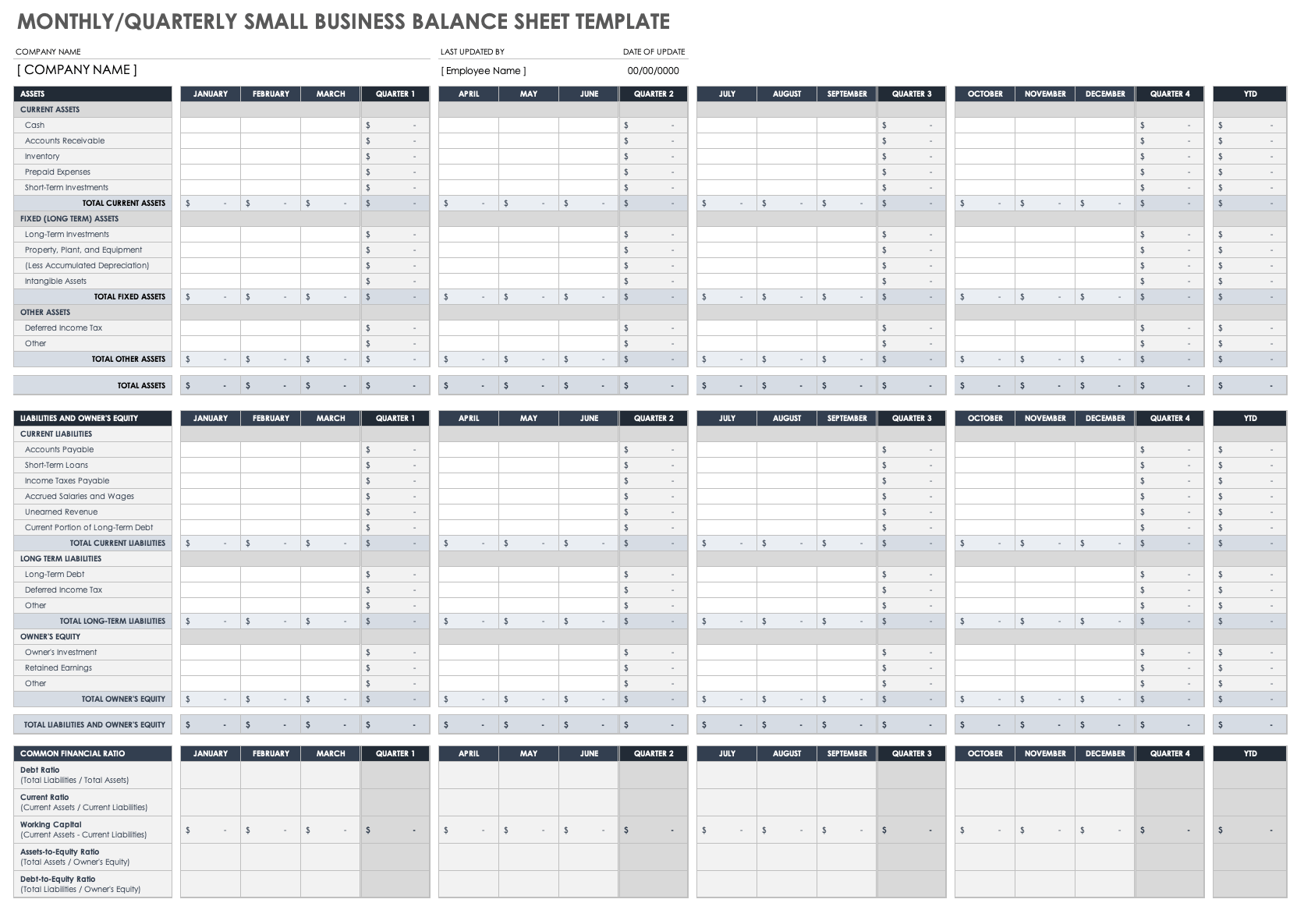 Small Business Balance Sheet Templates  Smartsheet Inside Balance Sheet Template For Small Business