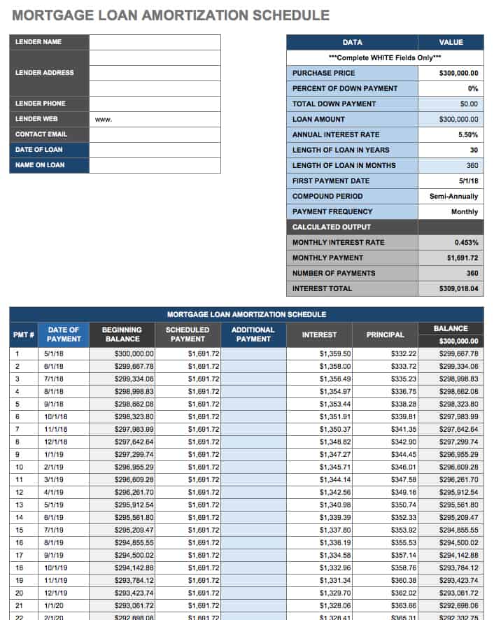 home loan excel template