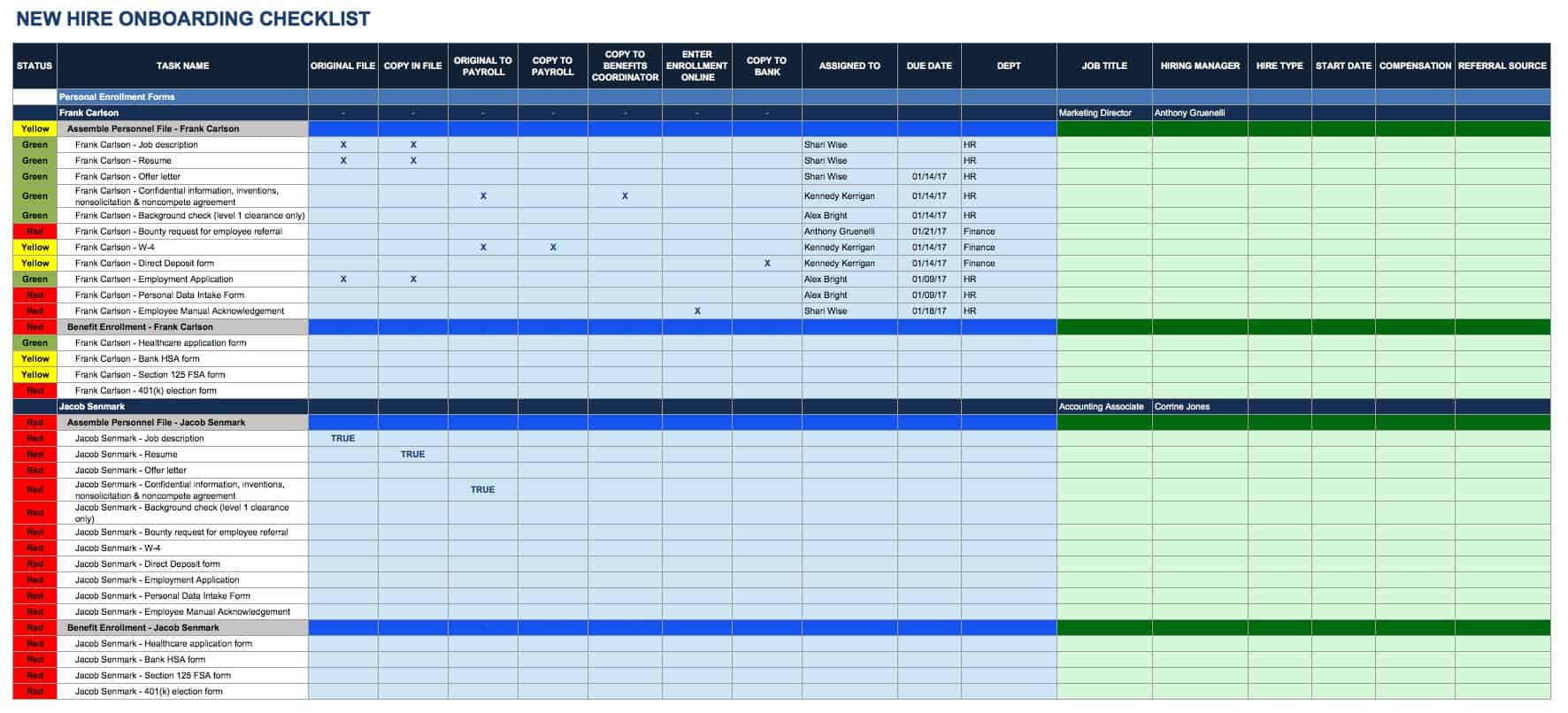 Onboarding Checklist Excel Template