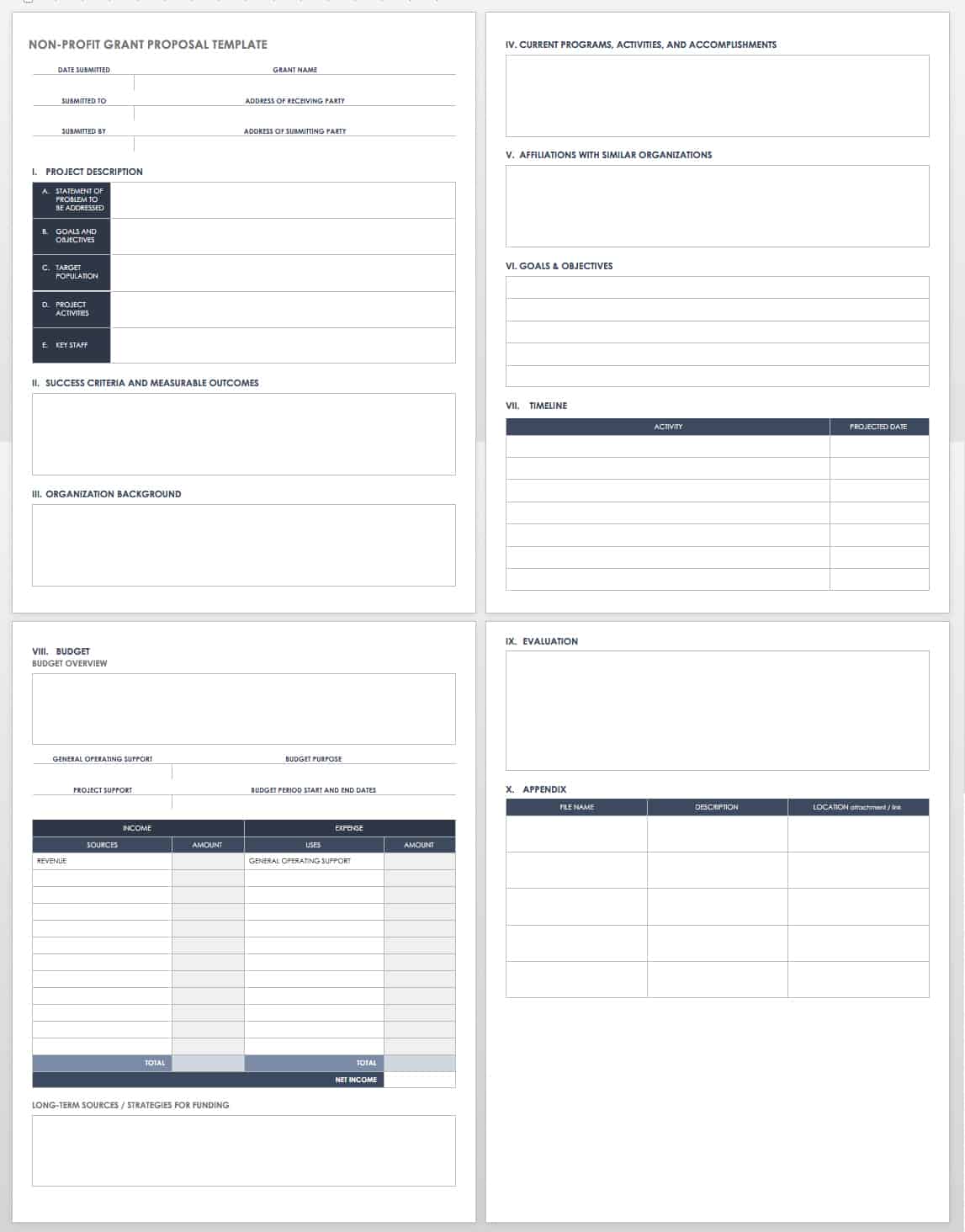 example financial grant writing