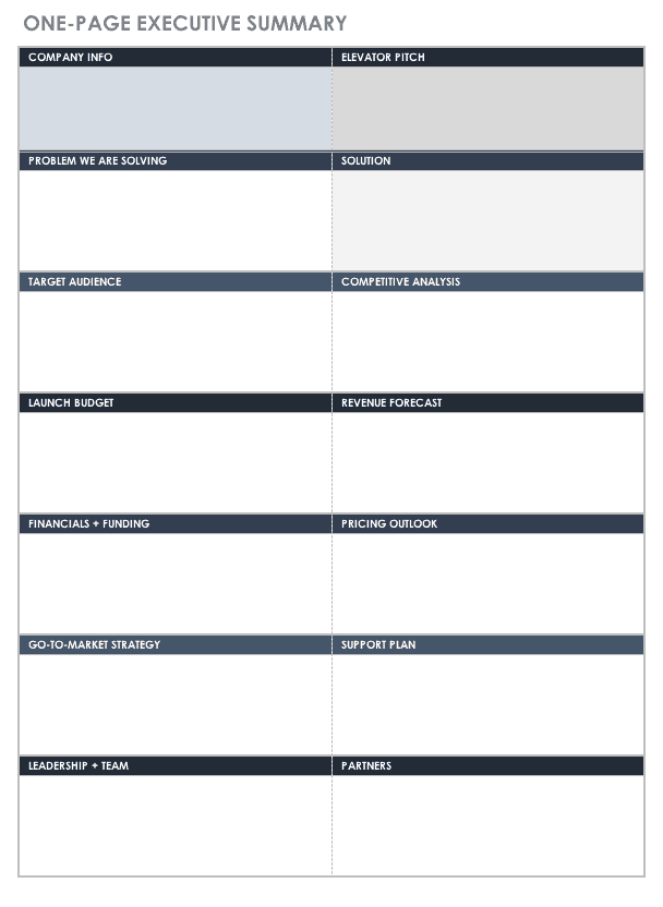 11 Executive Summary Templates Sample Word Excel Templates   IC One Page Executive Summary Template 0 