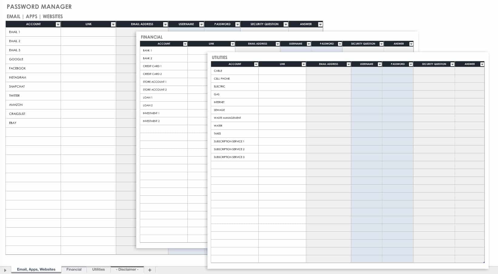 ms access password managment template