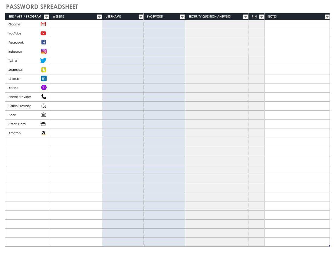 unibox spreadsheet password