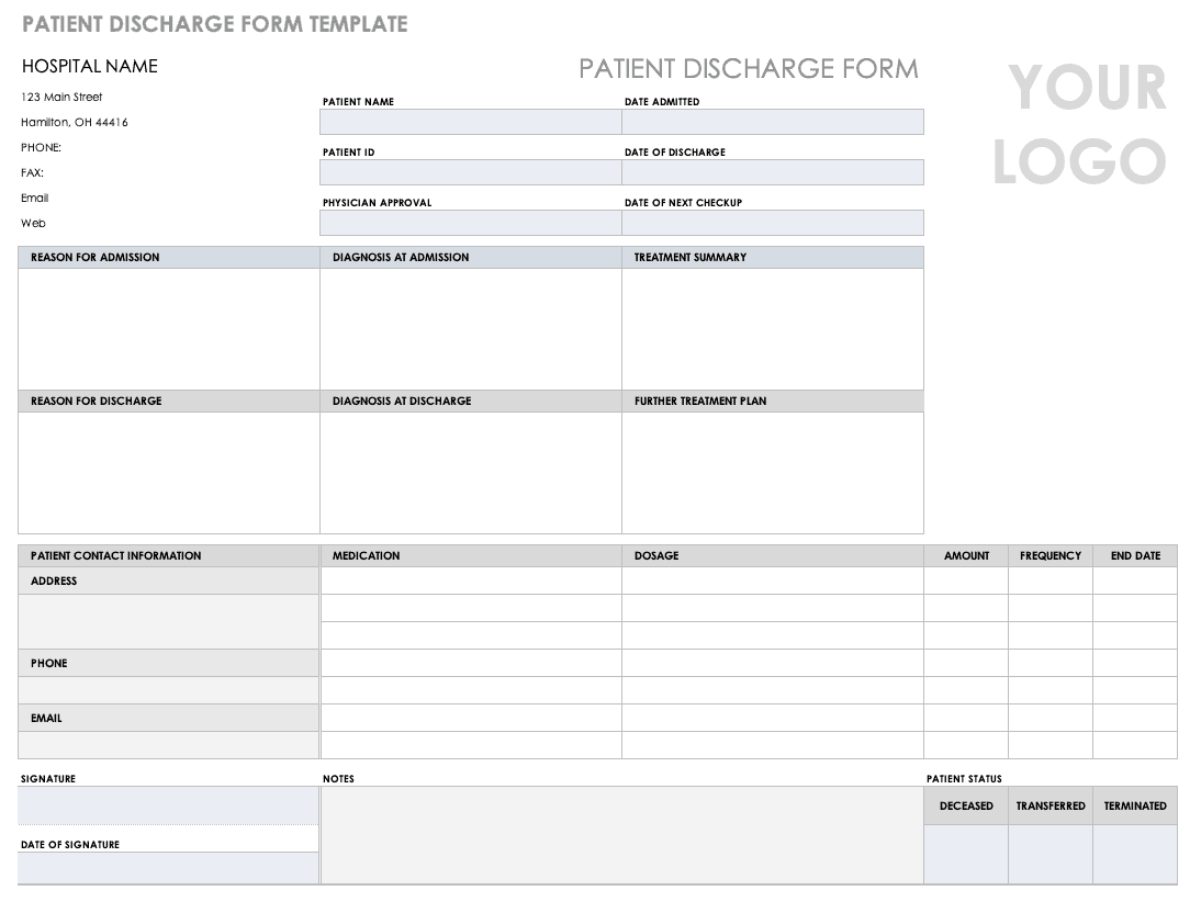 Patient Discharge Form Template