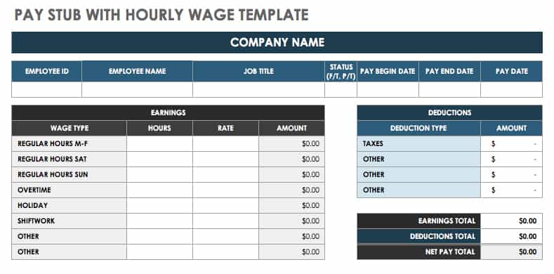 excel paycheck stub template
