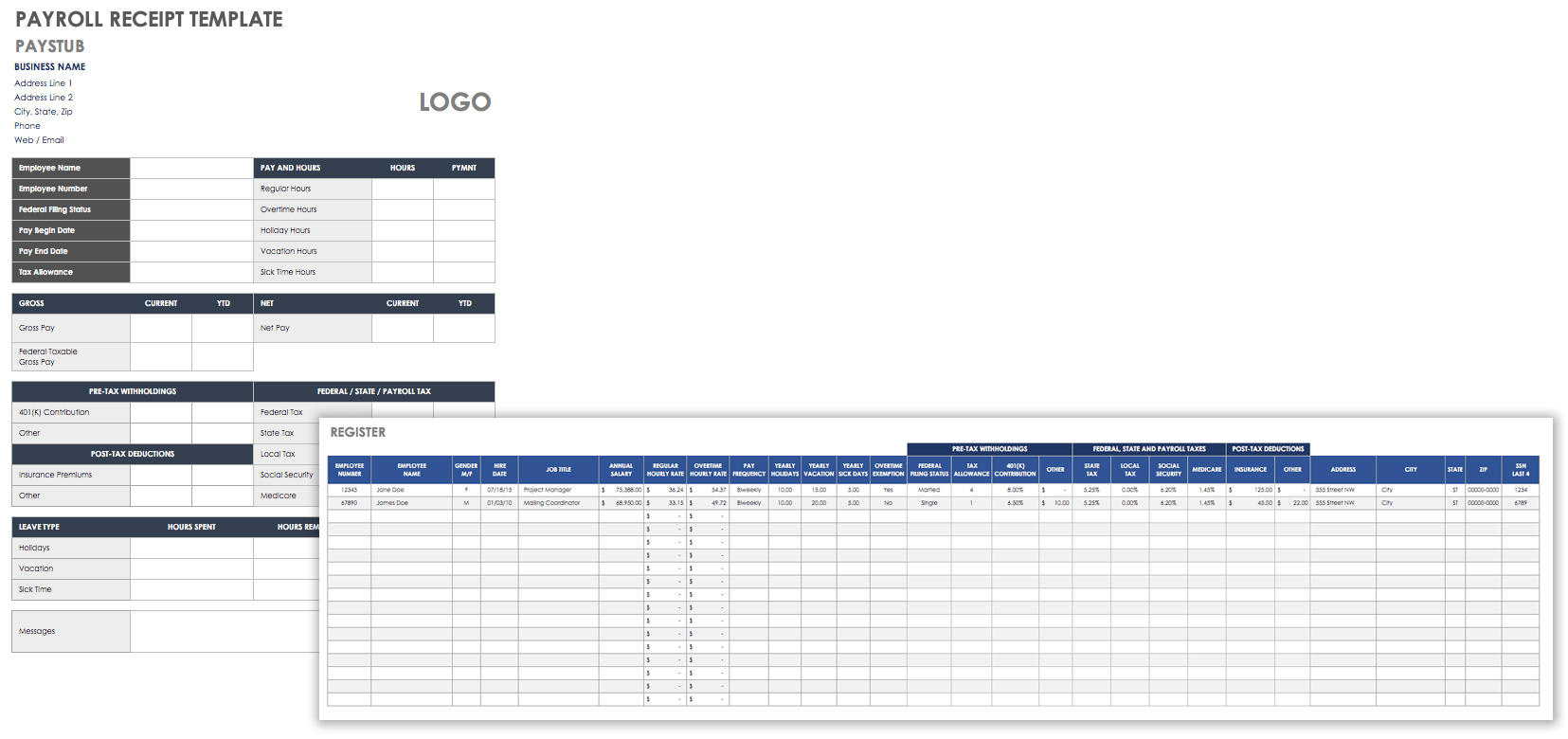 Payroll Receipt Template