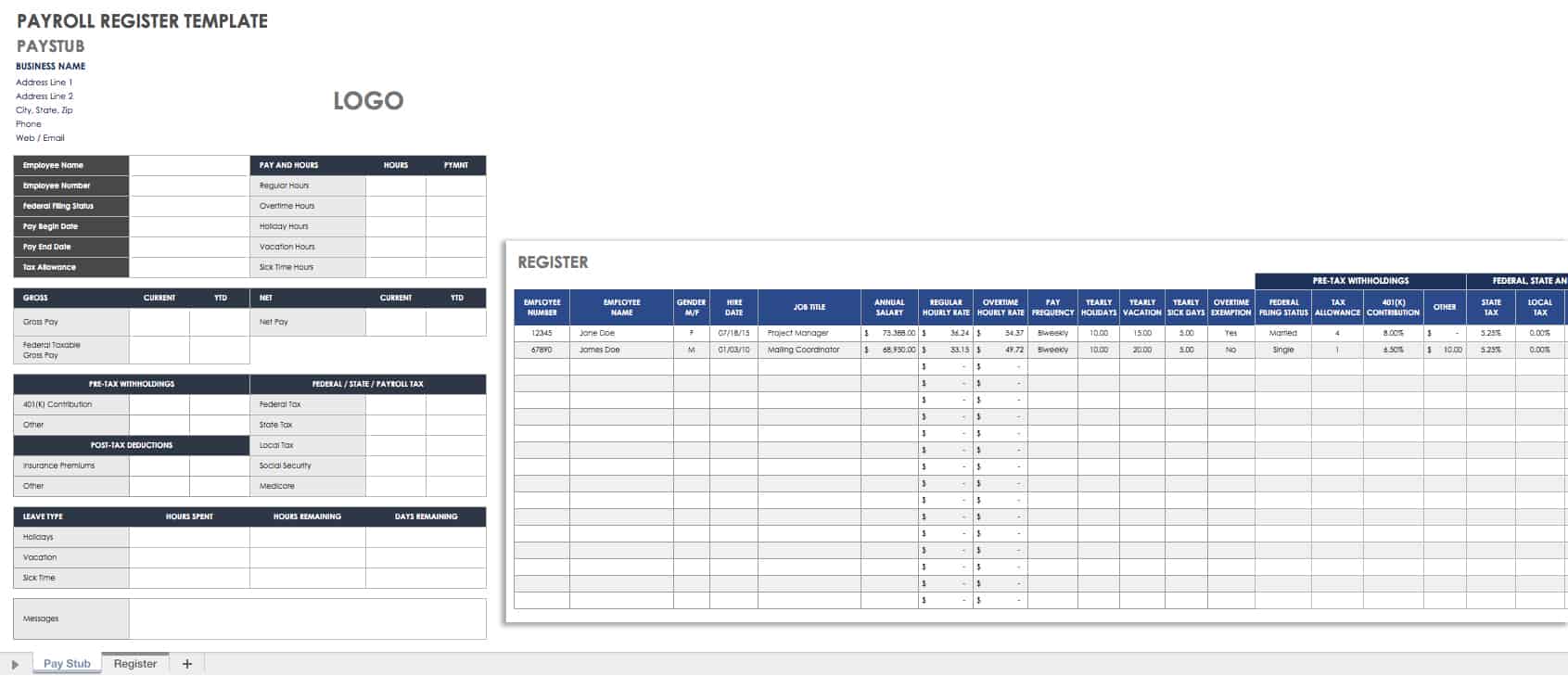 free paystub template for excel on mac