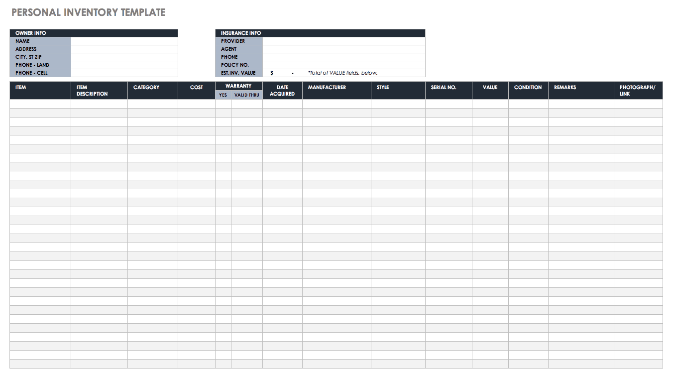 Free Excel Inventory Templates Create Manage Smartsheet