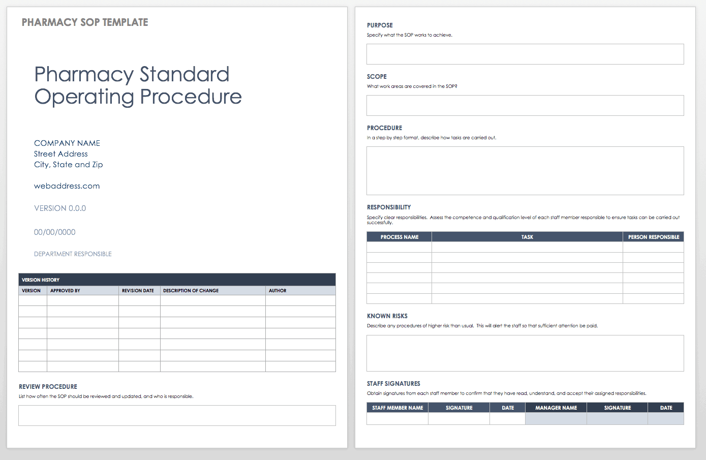 Standard Operating Procedure Template Excel