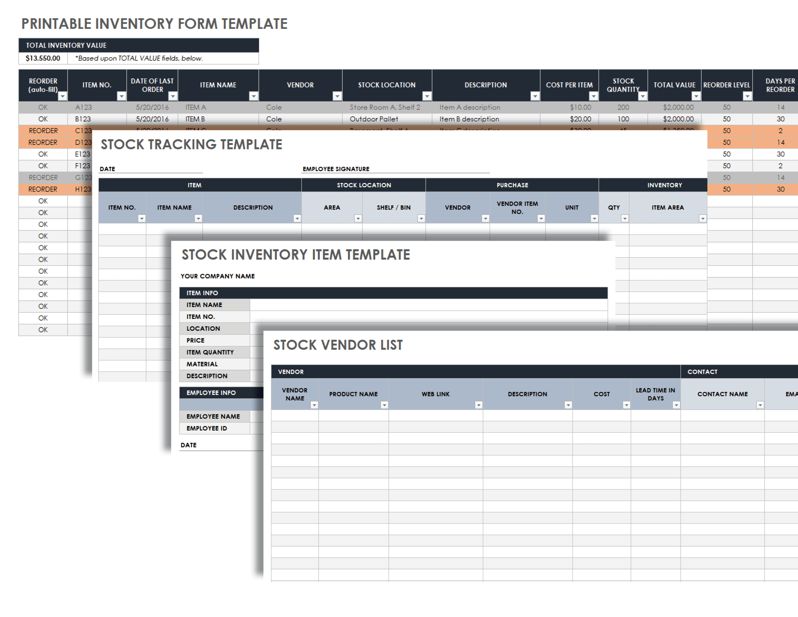 Consignment Store Inventory Tracker Printable and Fillable PDF 