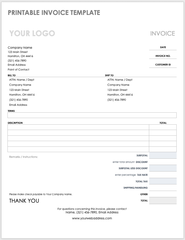 free simple invoice templates smartsheet