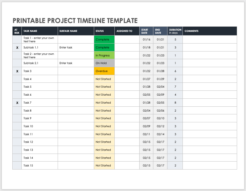 Project Timeline Template Microsoft Word