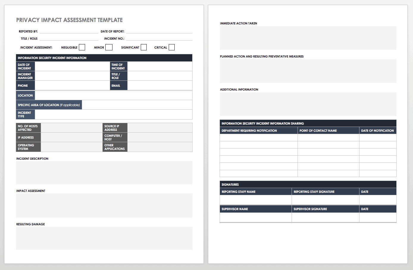 Free Business Impact Analysis Templates Smartsheet