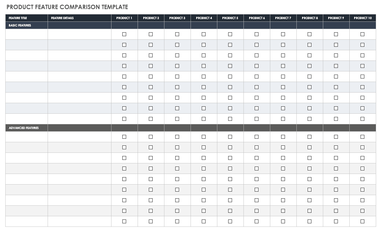 Comparison Chart Template Excel For Your Needs