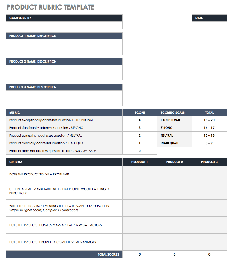 Excel Rubric Template