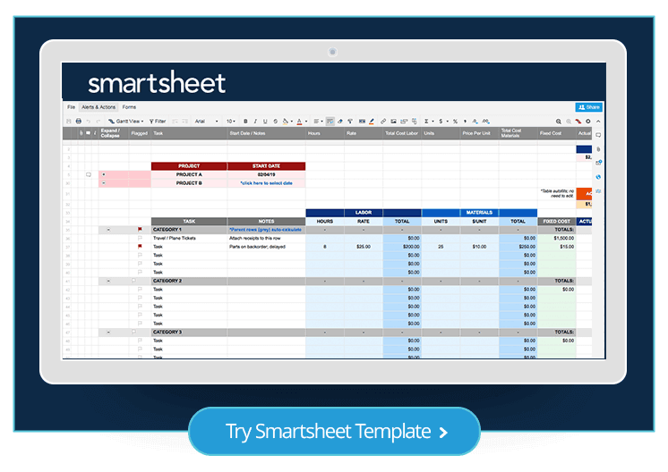best smartsheet template project management expenses