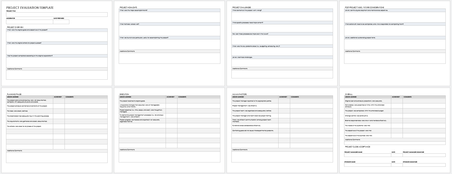 evaluation chart templates