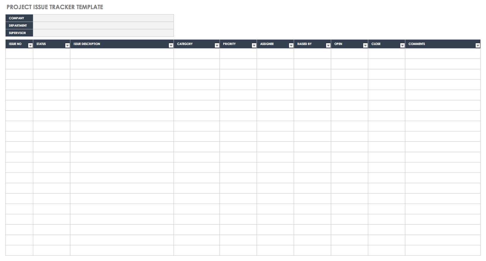 Excel Issue Tracker Template Free Download PRINTABLE TEMPLATES