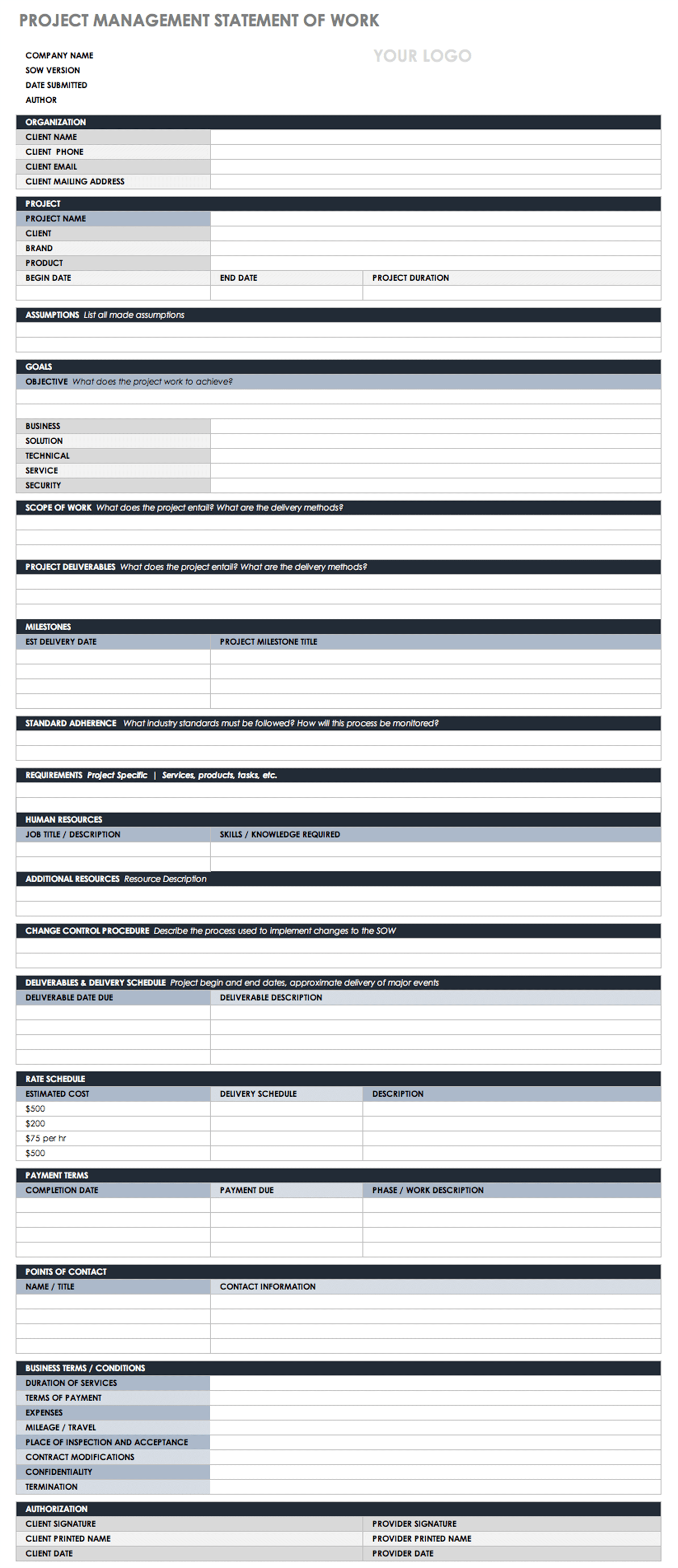 Msp Sow Template