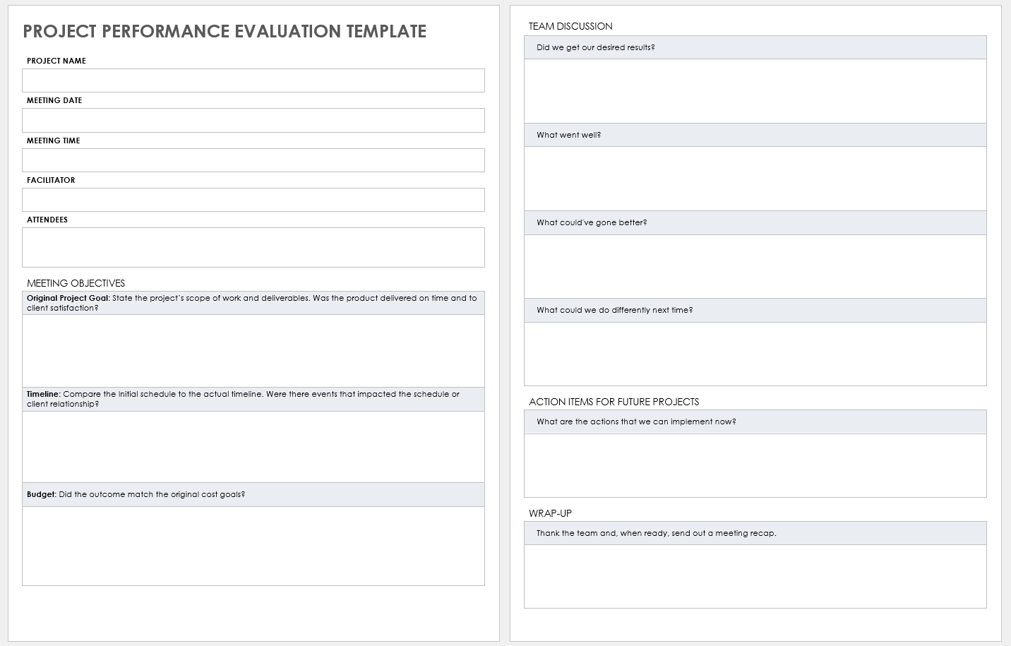 Free Project Evaluation Templates Smartsheet