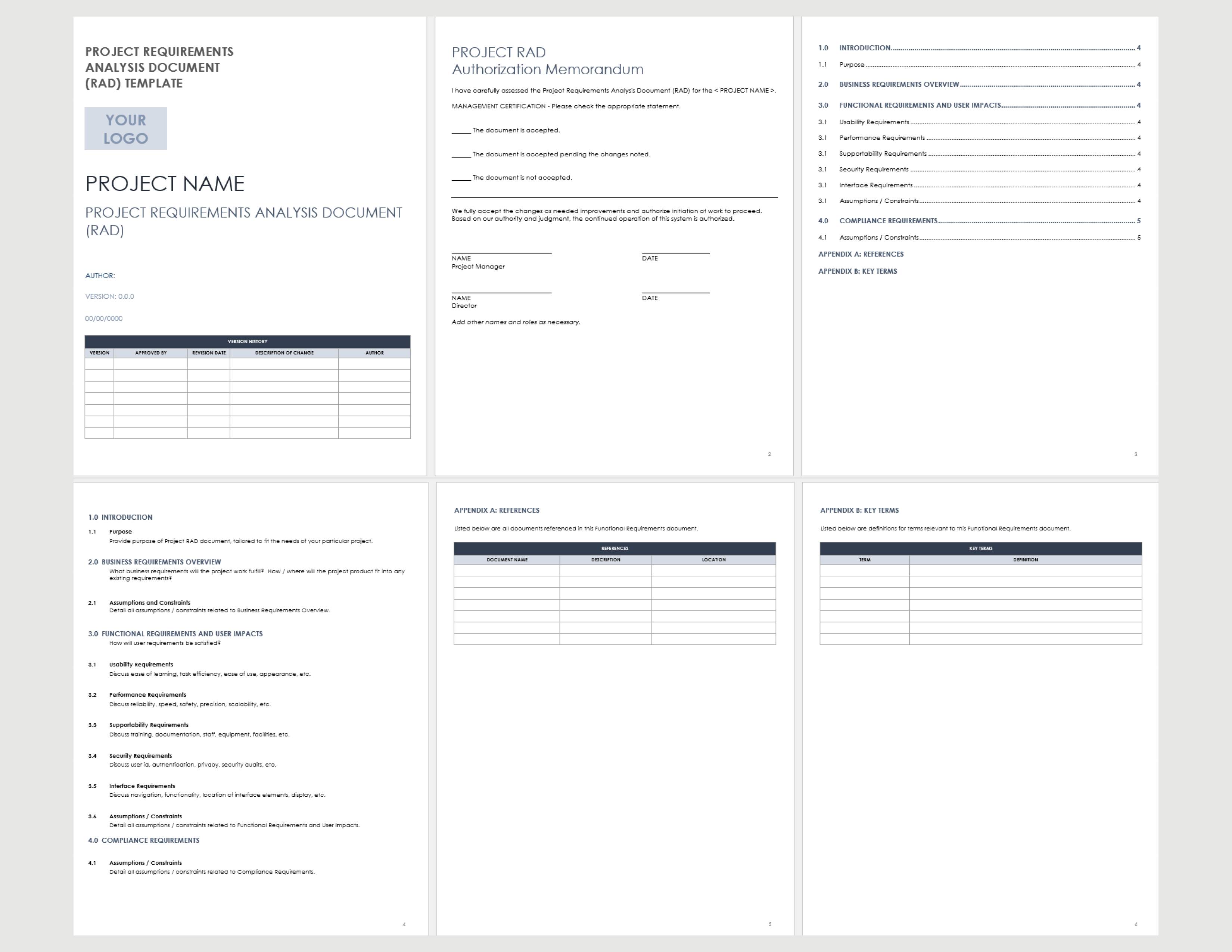 excel requirements template