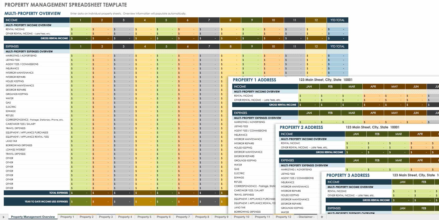 property management templates excel