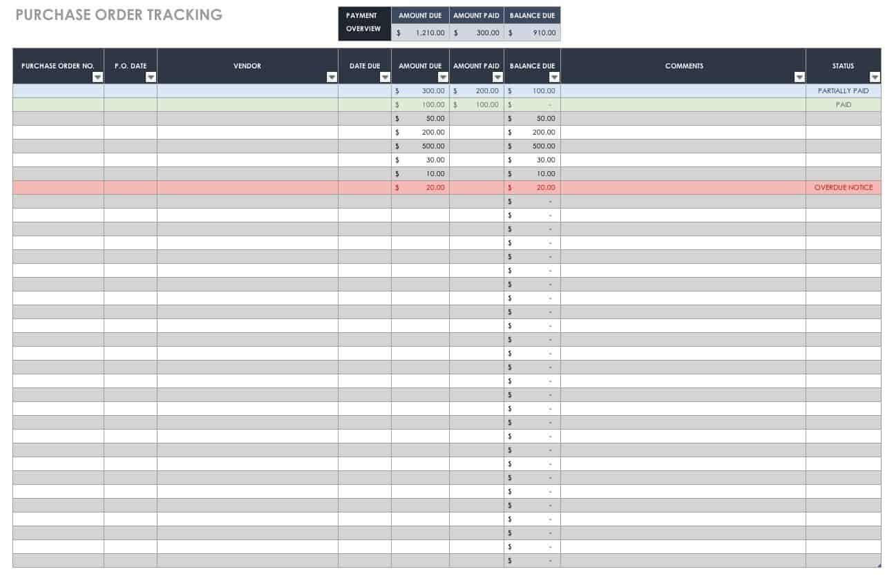 excel purchase order template