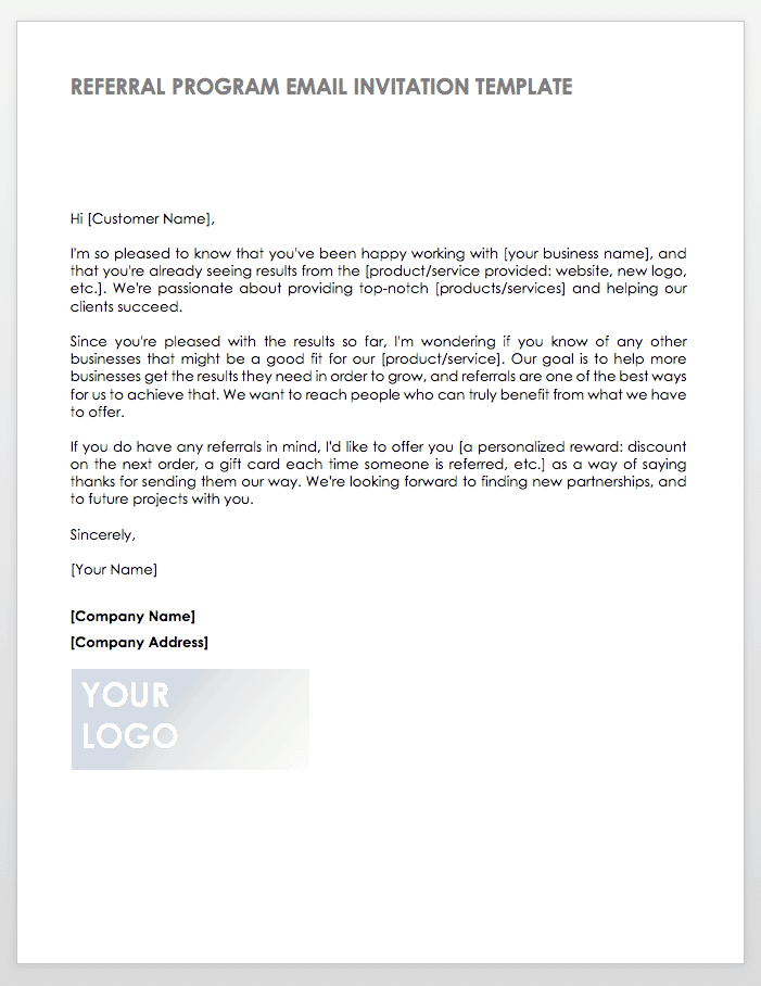 Referral Request Letter Template