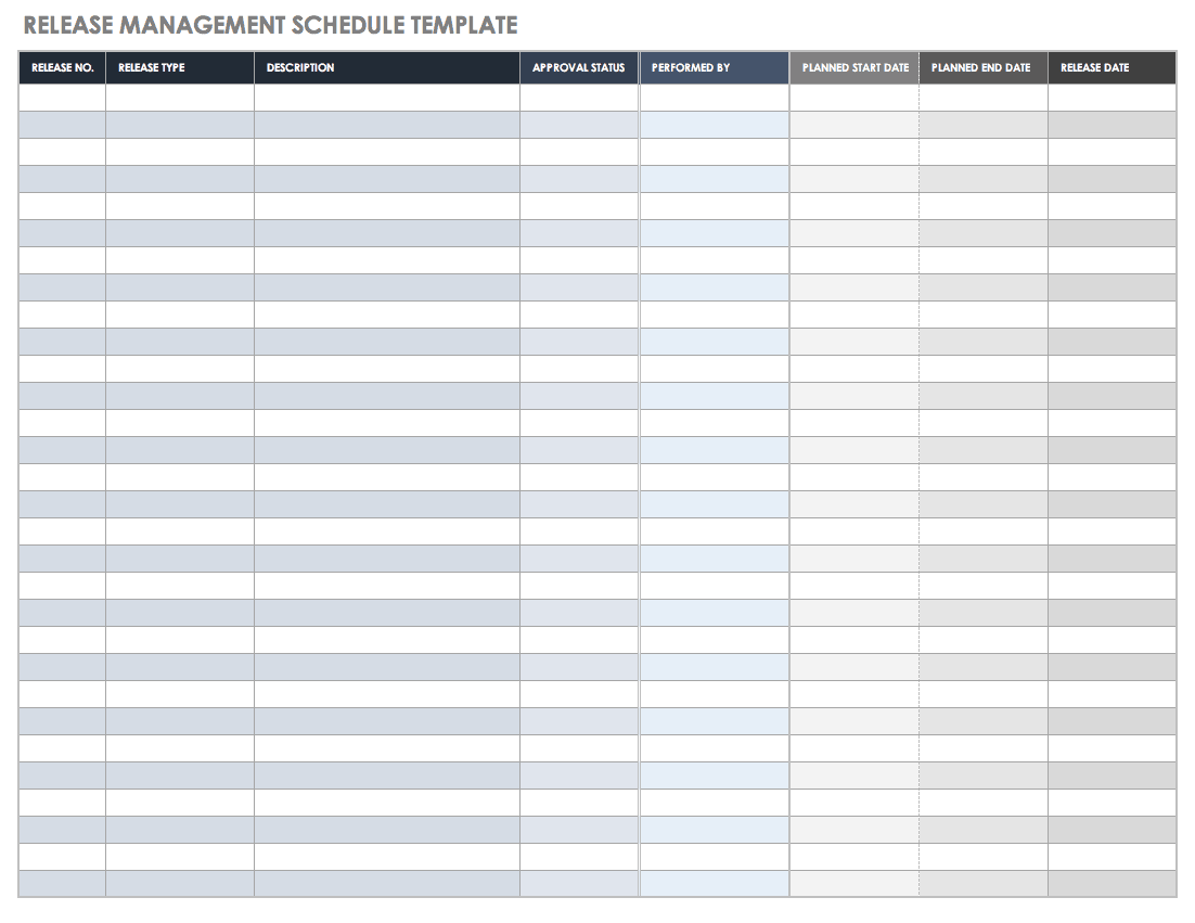 Release Management Schedule