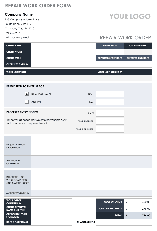 Free Order Form Templates Smartsheet