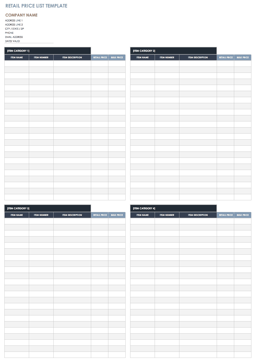 Printable Blank Price List Template Printable Form Templates and Letter