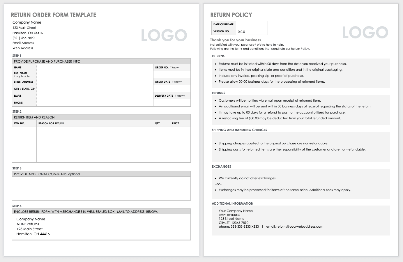 Free Order Form Templates
