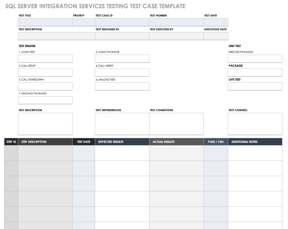 excel test plan template