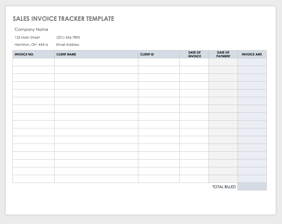 Sales Invoice Template For Excel