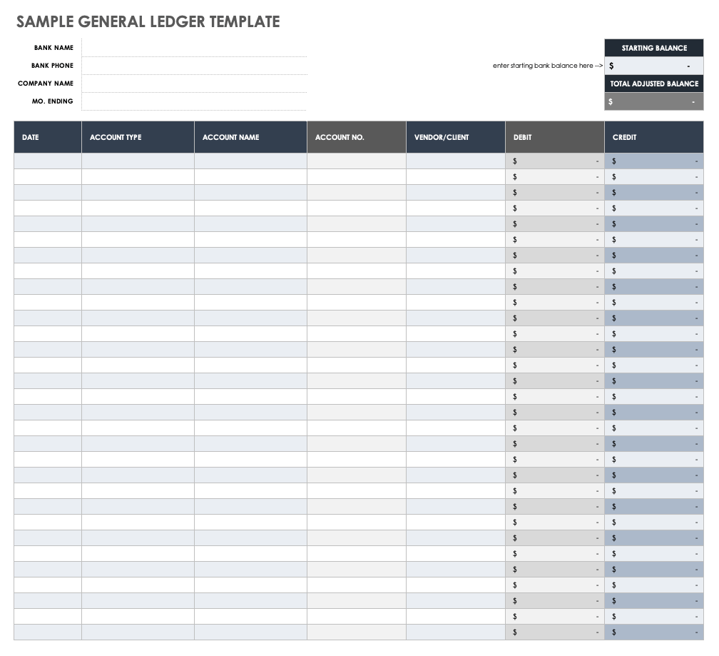 blank ledger account