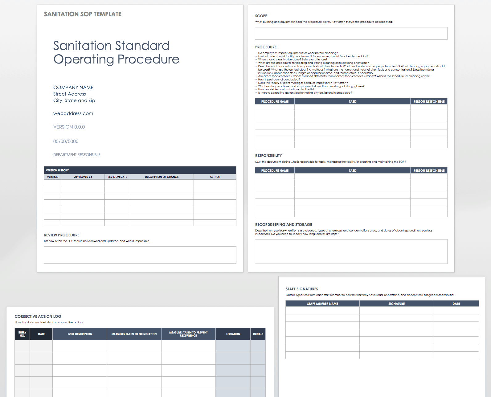 Standard Operating Procedures Templates Smartsheet