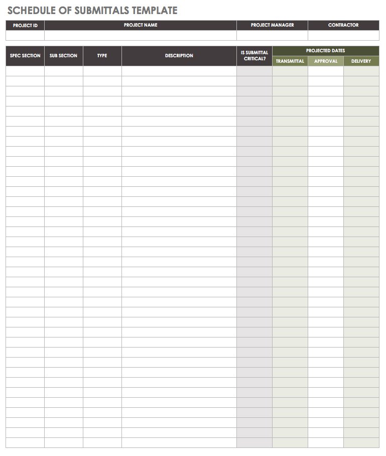 Smartsheet How Manage Submittals | to Construction