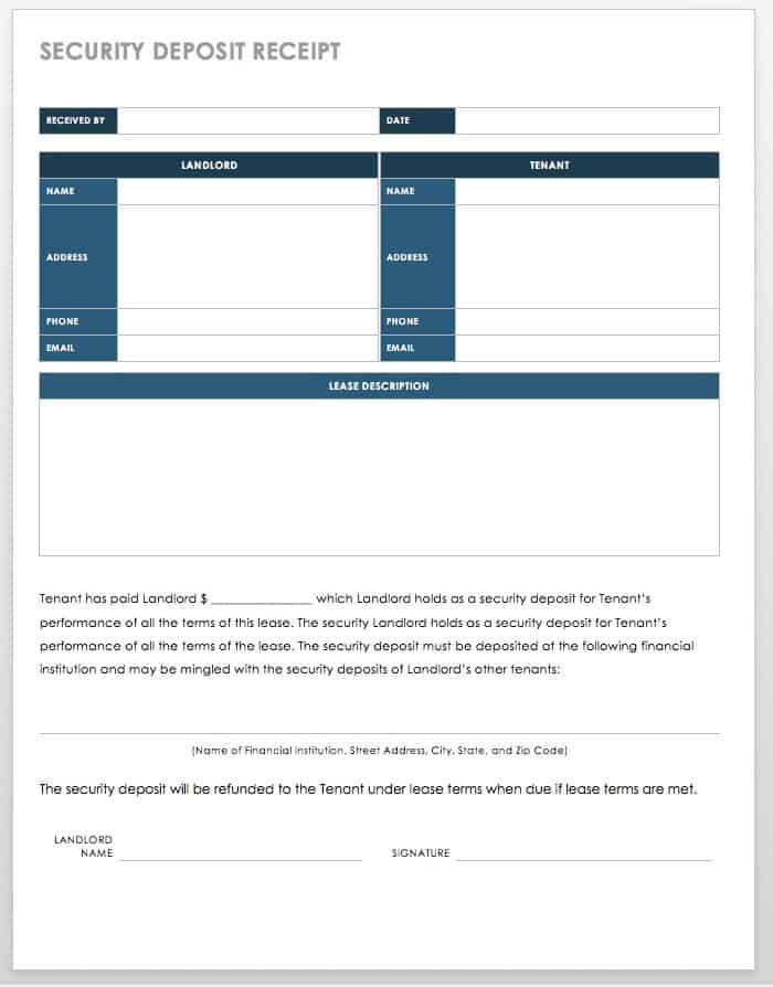 Security Deposit Receipt Template