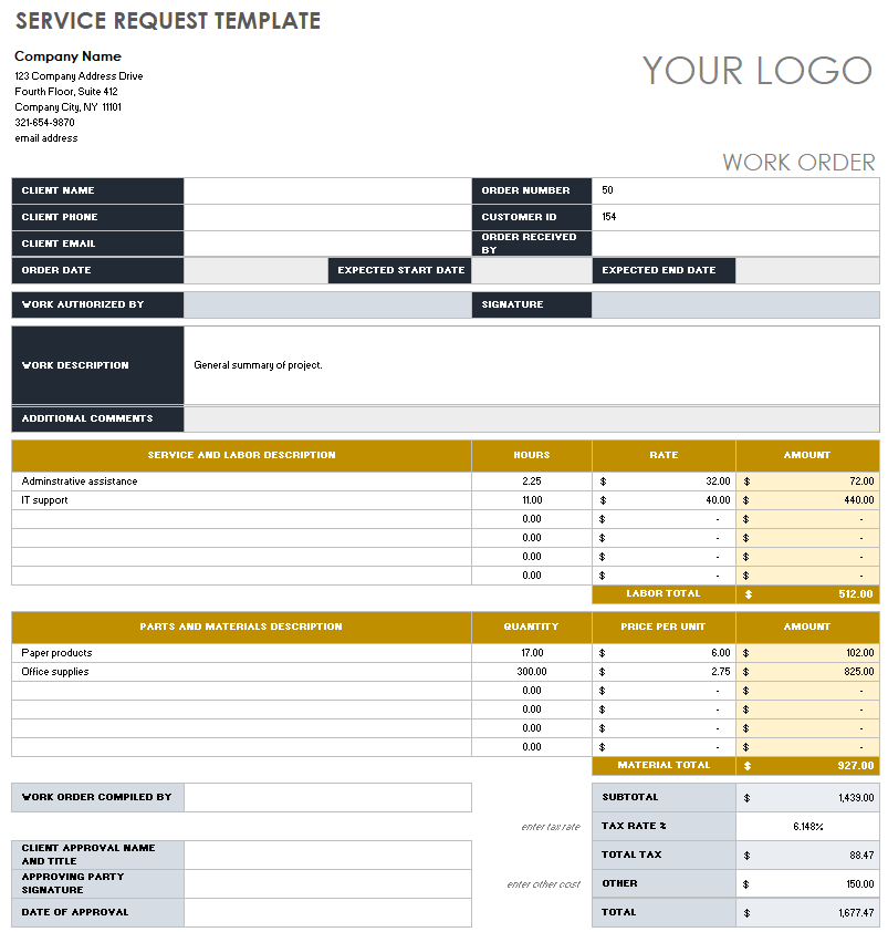 Request for Service Form